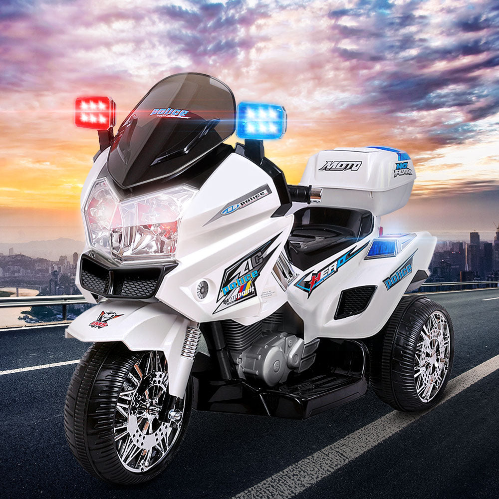 Rigo Kids Electric Ride On Police Motorcycle | BMW-Inspired | White