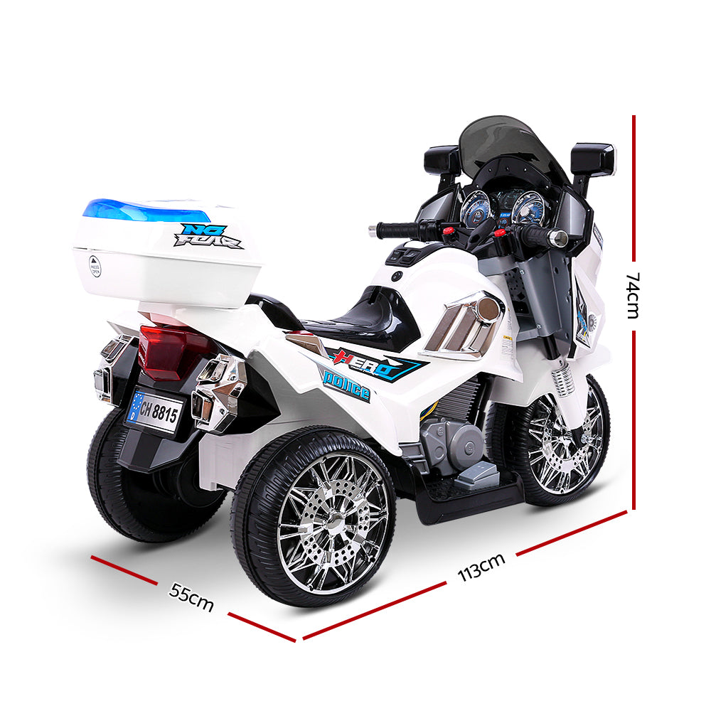 Rigo Kids Electric Ride On Police Motorcycle | BMW-Inspired | White