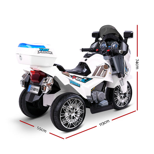 Rigo Kids Electric Ride On Police Motorcycle | BMW-Inspired | White