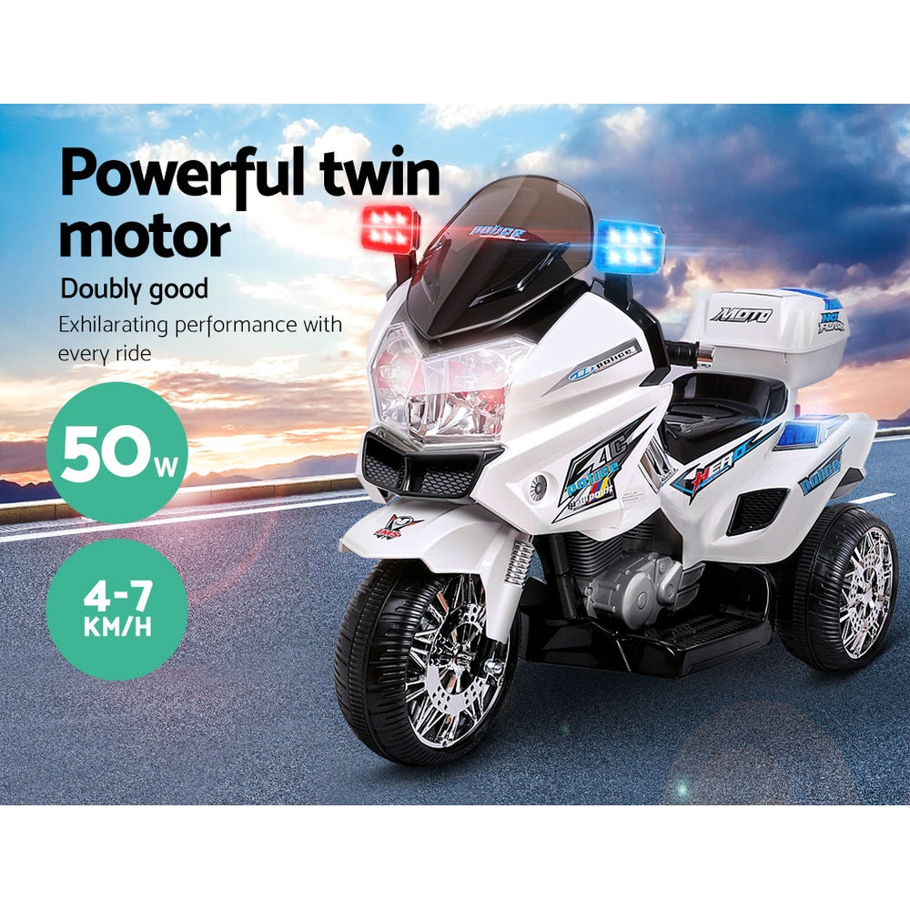 Rigo Kids Electric Ride On Police Motorcycle | BMW-Inspired | White