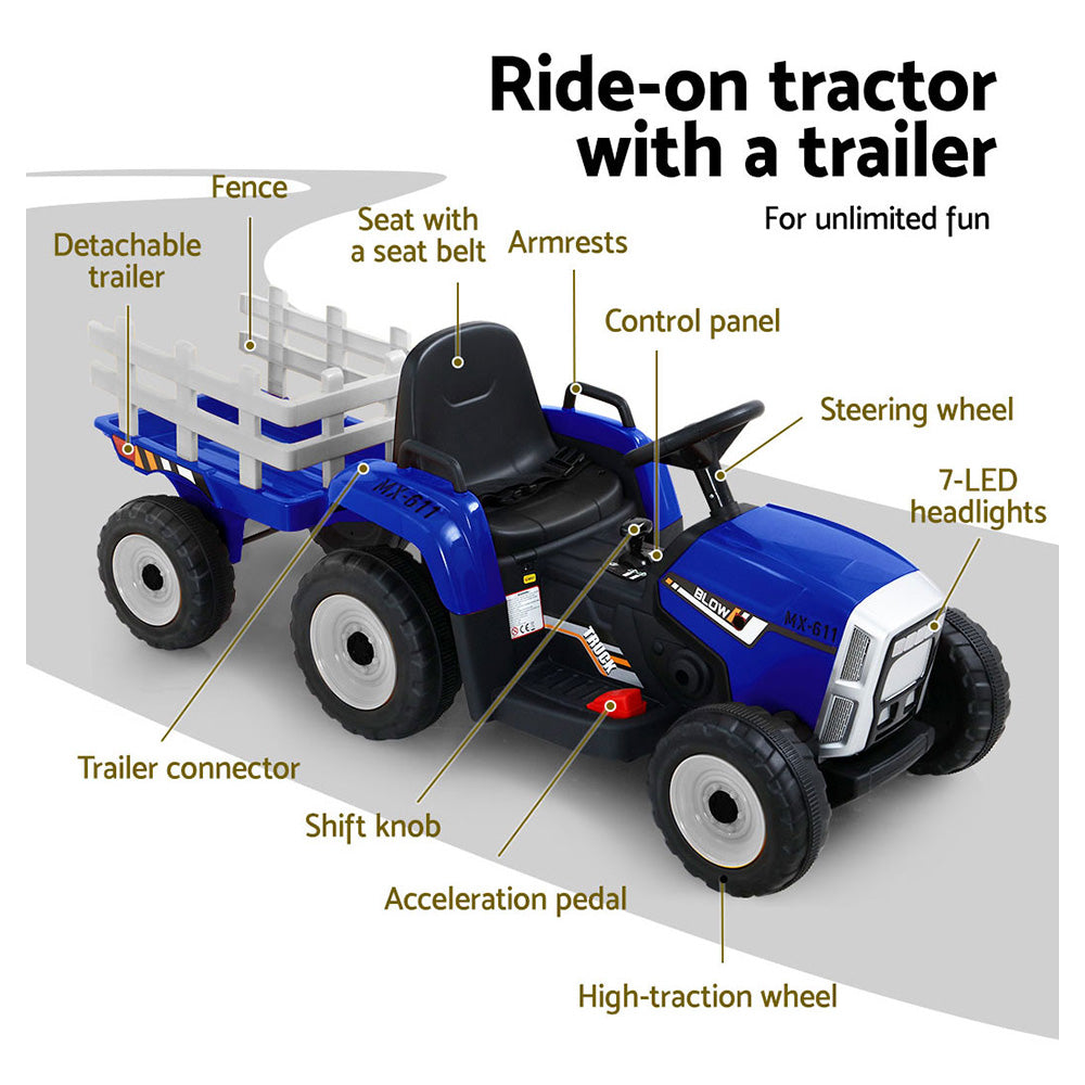 Rigo Kids Electric Ride On Tractor | Blue