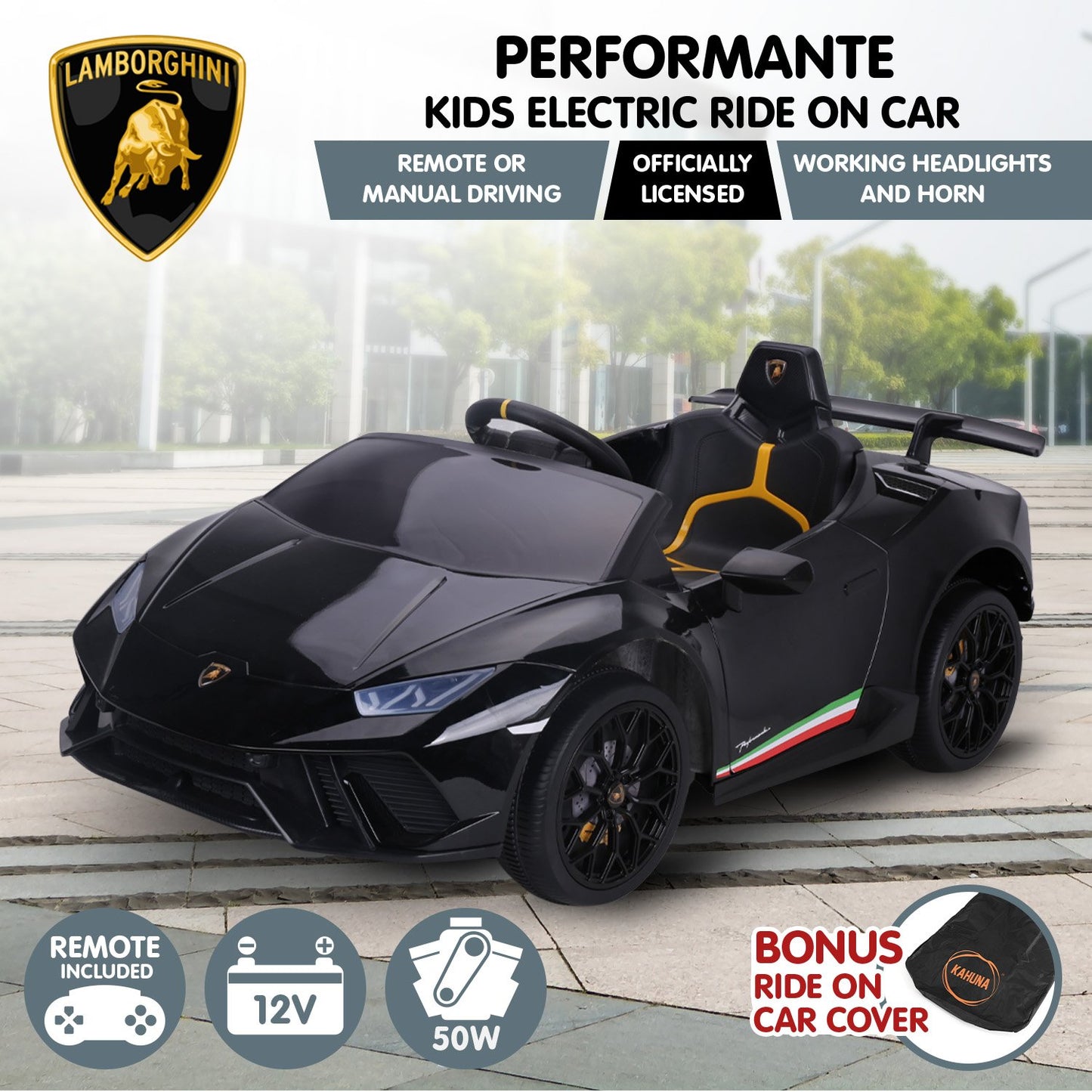 Lamborghini Kids Electric Ride On Car by Kahuna | Black