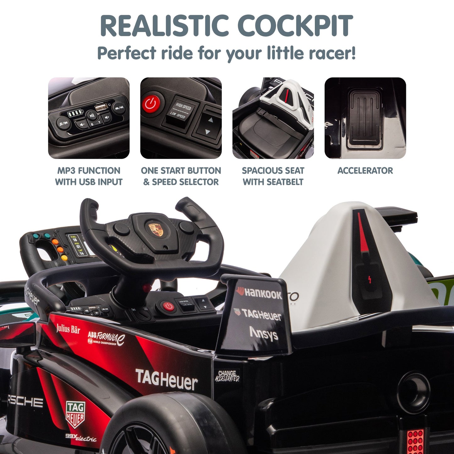 Porsche Formula E Kids Electric Ride-on Car by Kahuna