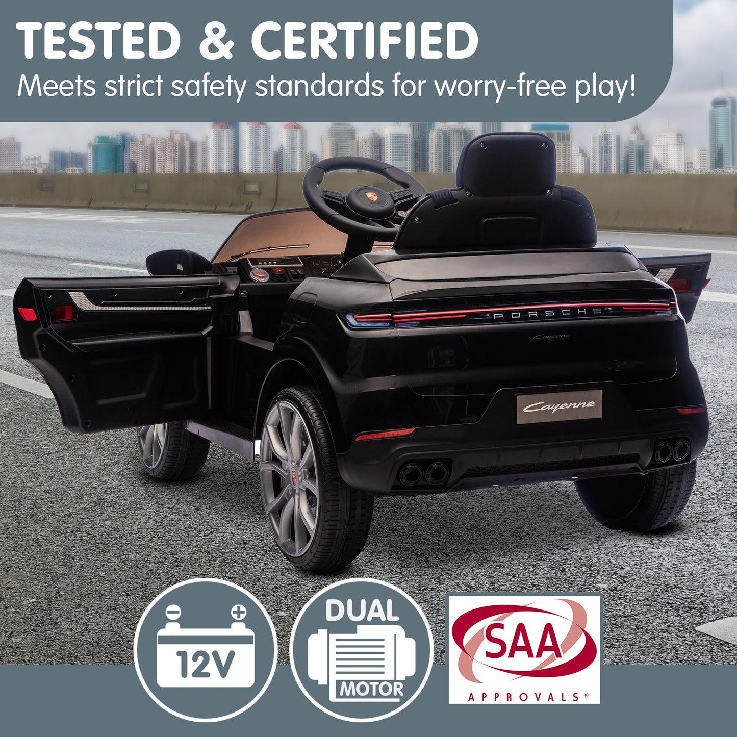 Porsche Cayenne E Hybrid Coupe Licensed Kids Electric Ride On by Kahuna